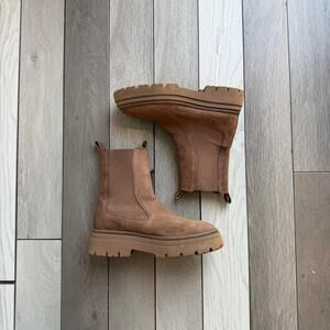 Zara brown suede platform chelsea